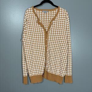 Jessica London Brown Houndstooth Cardigan Sweater - Size 14/16 - Women's Plus